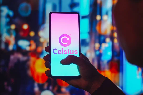 Temmuz 2022 Brezilya Resimde Celsius Network Logosu Akıllı Telefon Ekranında — Stok fotoğraf