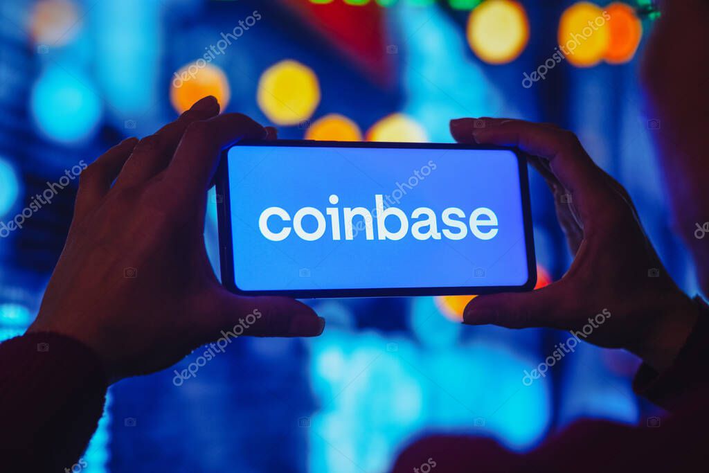 July 19, 2022, Brazil. In this photo illustration the Coinbase logo seen displayed on a smartphone screen