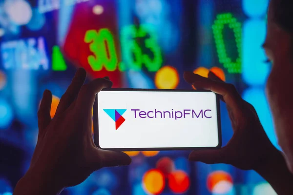 July 2022 Brazil Photo Illustration Technipfmc Logo Displayed Smartphone Screen — стокове фото