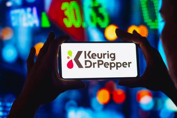 July 2022 Brazil Photo Illustration Keurig Pepper Logo Displayed Smartphone — Photo