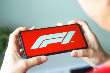 July 29, 2022, Brazil. In this photo illustration, the Formula One logo is displayed on a smartphone screen