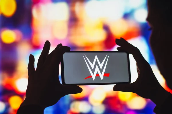 July 2022 Brazil Photo Illustration World Wrestling Entertainment Wwe Logo — Stock Photo, Image