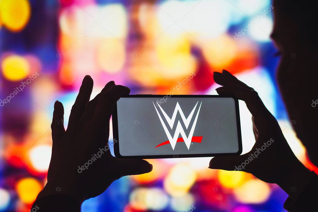 July 29, 2022, Brazil. In this photo illustration, the World Wrestling Entertainment (WWE) logo is displayed on a smartphone screen