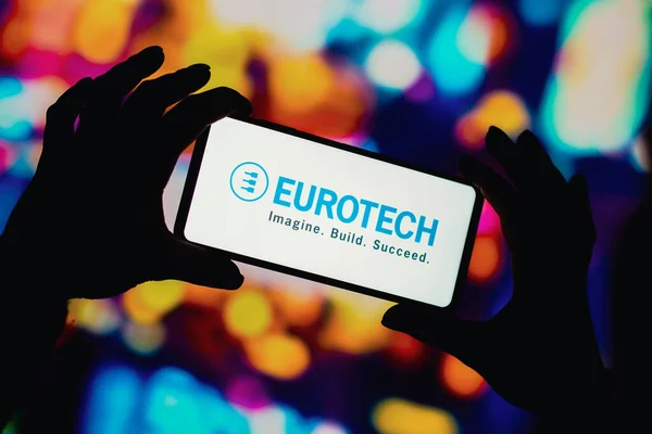 August 2022 Brazil Photo Illustration Eurotech Logo Displayed Smartphone Screen — Stockfoto