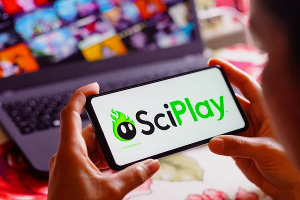 August 2022 Brazil Photo Illustration Sciplay Logo Displayed Smartphone Screen — 스톡 사진
