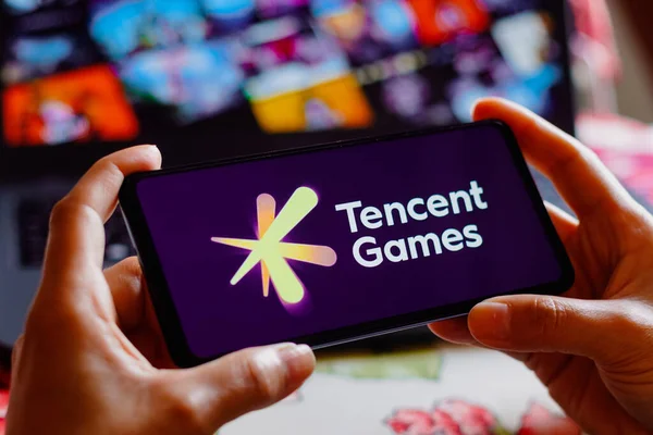 August 2022 Brazil Photo Illustration Tencent Games Logo Displayed Smartphone — Stock Photo, Image