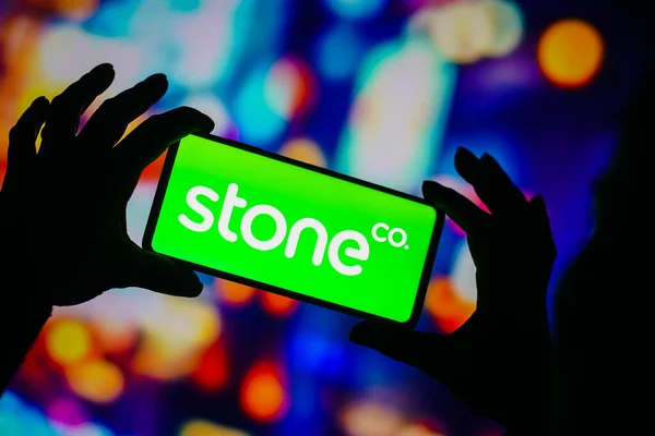 August 2022 Brazil Photo Illustration Stoneco Logo Displayed Smartphone Screen — 스톡 사진