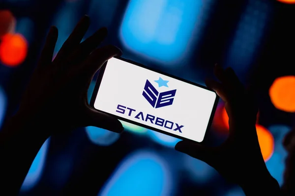 August 2022 Brazil Photo Illustration Starbox Holdings Logo Displayed Smartphone — Stock fotografie