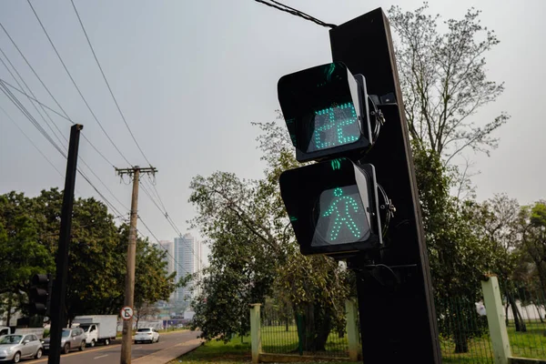 Setembro 2022 Brasil Sinais Para Pedestres Avenida Afonso Pena Campo — Fotografia de Stock