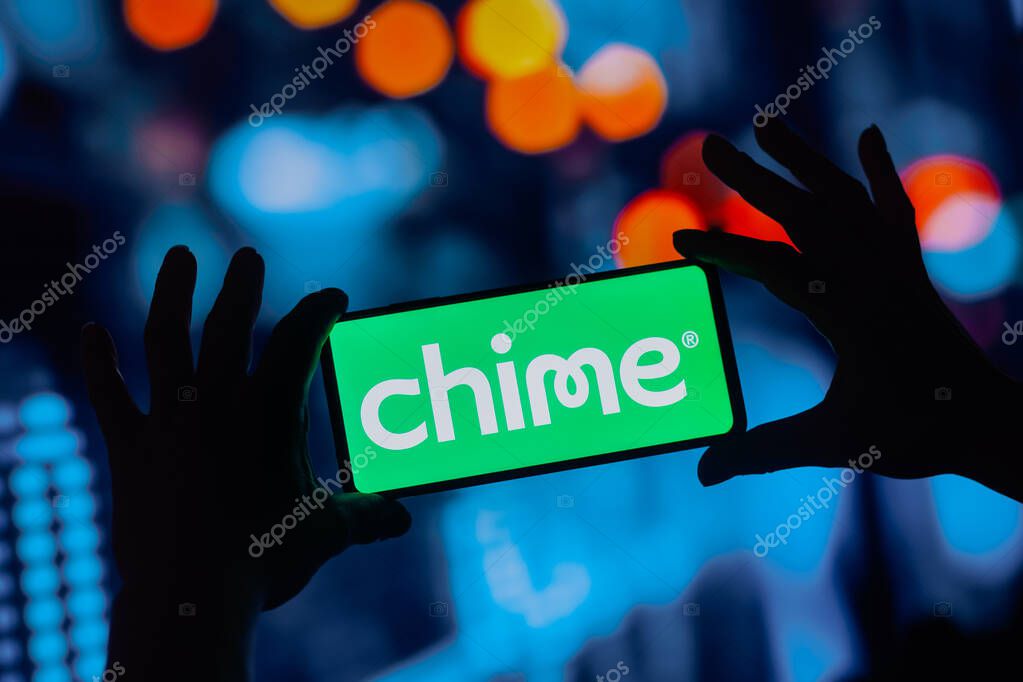 September 21, 2022, Brazil. In this photo illustration, the Chime logo seen displayed on a smartphone