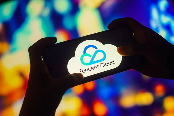 September 2022 Brazil Photo Illustration Tencent Cloud Logo Seen Displayed — Stock Photo, Image