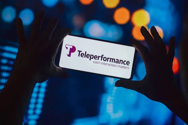 Října 2022 Brazílii Této Fotografii Logo Teleperformance Zobrazeno Chytrém Telefonu — Stock fotografie