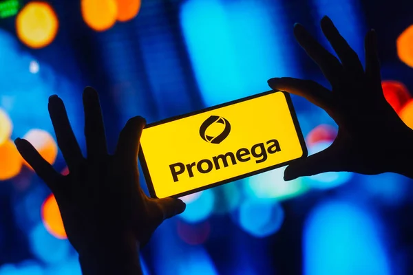 October 2022 Brazil Photo Illustration Promega Corporation Logo Displayed Smartphone — Stock Photo, Image