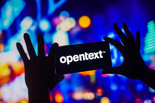 Oktober 2022 Brazilië Deze Foto Illustratie Wordt Het Opentext Corporation — Stockfoto