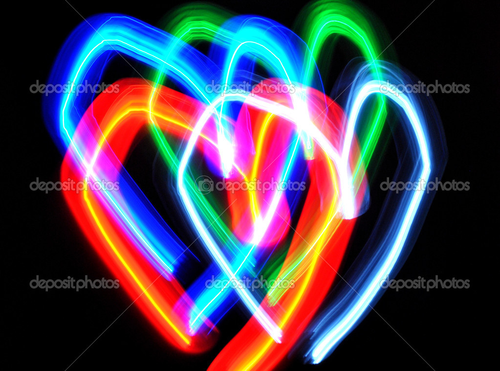 Colorful light painted hearts — Stock Photo © Verbena102 42255319