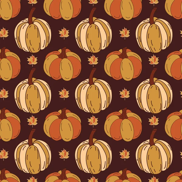 Vektör Şükran Günü balkabağı ve yaprak pürüzsüz arka plan tekrarı.