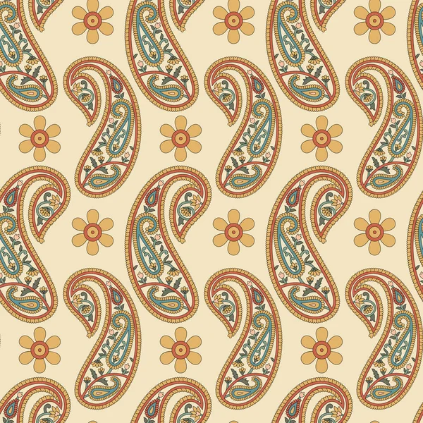 Vector Indian Paisley Mit Blume Wiederholen Nahtlose Muster Hintergrund Vektorillustration — Stockvektor