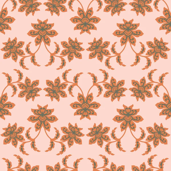 Vecteur Floral Vintage Damassé Sans Couture Motif Répétition Arrière Plan — Image vectorielle