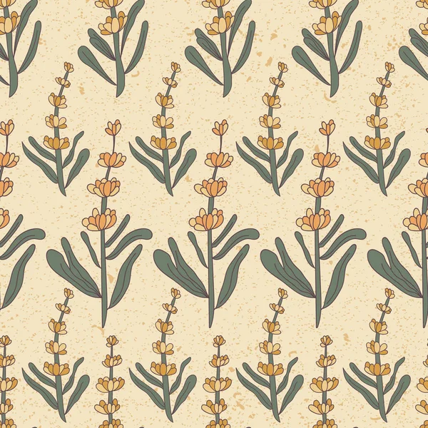 Vector Yellow Lavender Flower Seamless Repeat Pattern Background Vector Illustration — Stockvektor