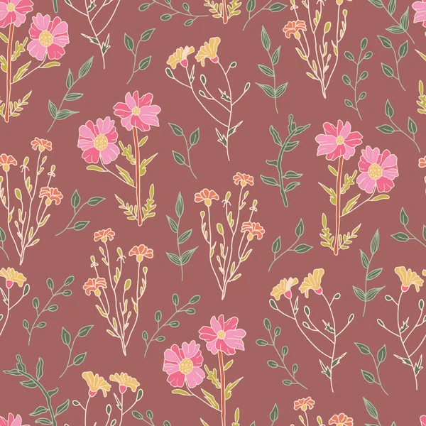 Vector Isolated Floral Seamless Repeat Pattern Background Vector Illustration — Stockvektor