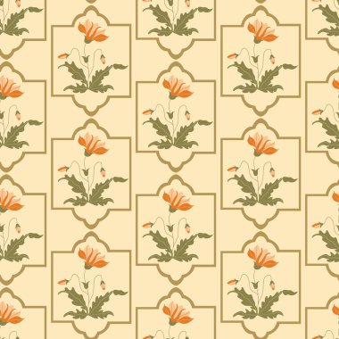 Vektör Babür döneminin çiçeksiz, tekrarlanmayan desenli arka planı. Vektör illüstrasyonu