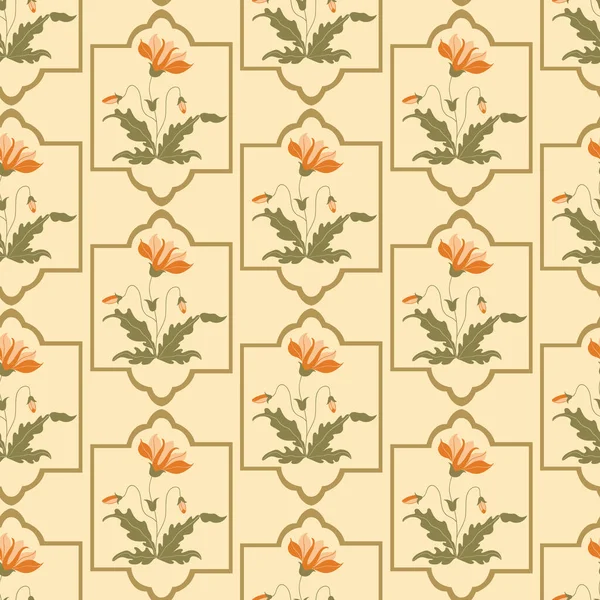 Vector Mughal Era Floral Seamless Repeat Pattern Background Vector Illustration — Stockvektor