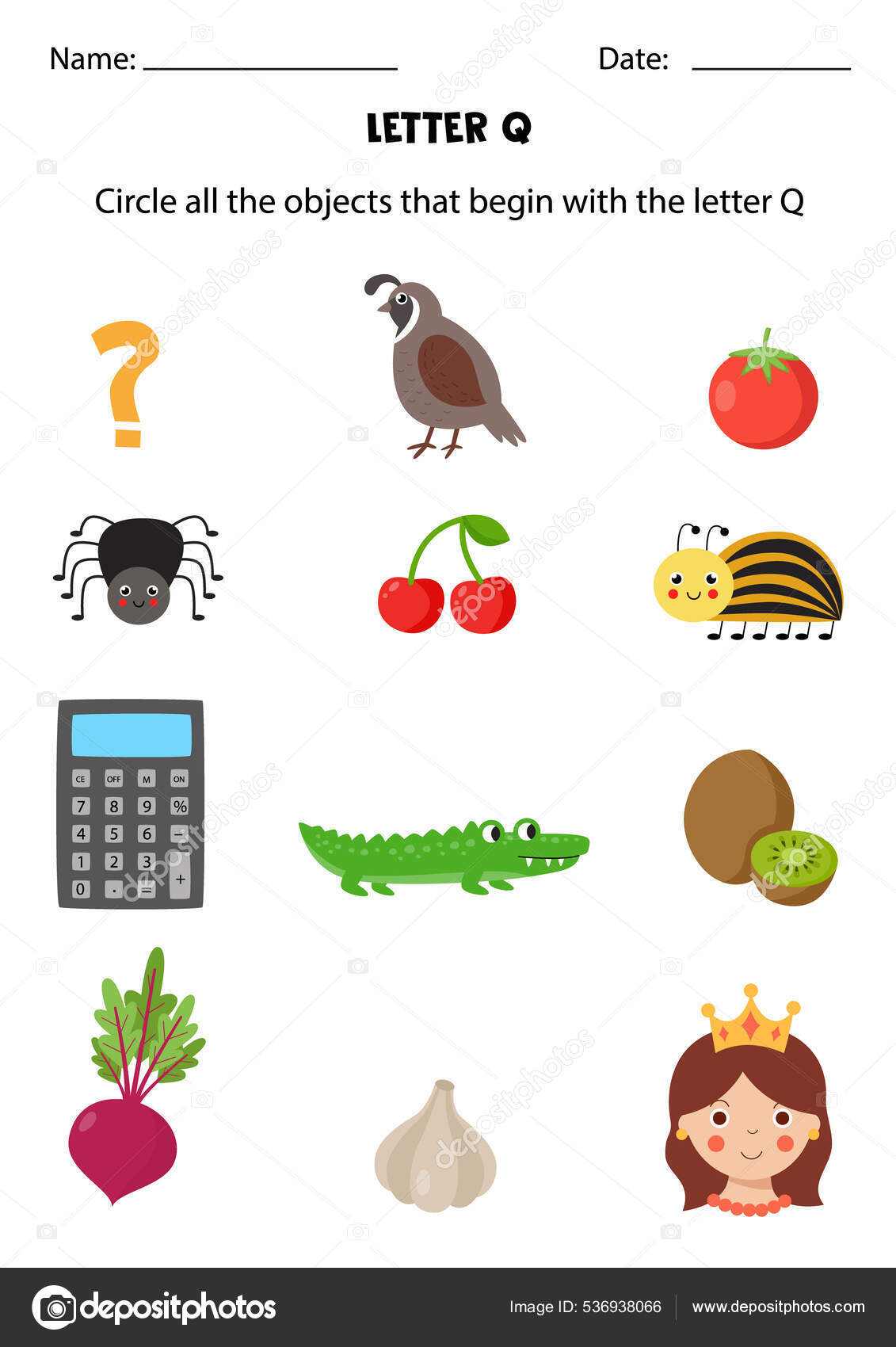 circle all objects begin letter worksheet kids stock vector image by c milya24 536938066
