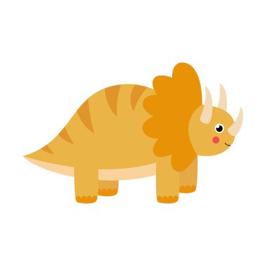 Beyaz arkaplanda izole edilmiş şirin dinozor üç parçalı raptor tasviri.