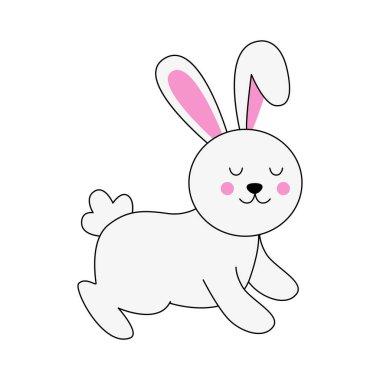 Paskalya tavşanının koşuşunun vektör çizimi. Beyaz arkaplan.