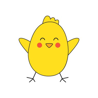 Beyaz arka planda şirin Paskalya tavuğunun vektör görüntüsü.