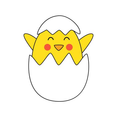 Beyaz arka planda şirin Paskalya tavuğunun vektör görüntüsü.