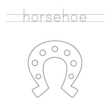 Harfler ve renkler siyah ve beyaz at nalı..