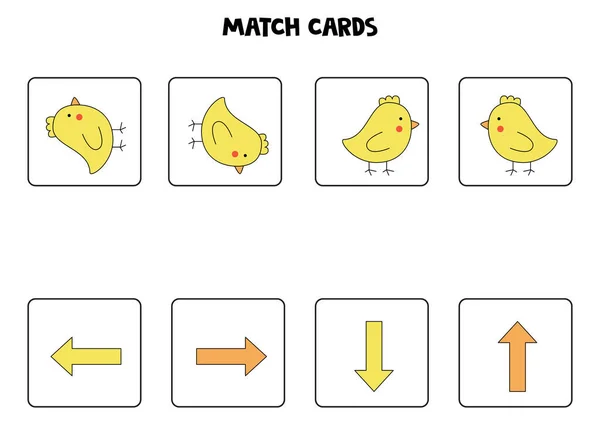 Instructions Avec Une Jolie Bande Dessinée Poussin Pâques Gauche Droite — Image vectorielle