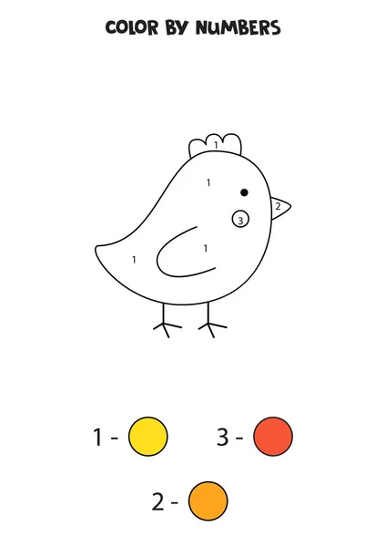 Color lindo pollo de Pascua por números. Hoja de trabajo para niños. — Vector de stock
