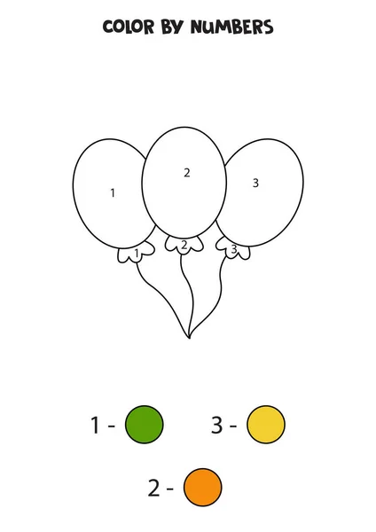 Farbe Cartoon Luftballons nach Zahlen. Arbeitsblatt für Kinder. — Stockvektor