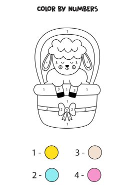 Güzel Paskalya koyunlarının renkleri. Çocuklar için çalışma tablosu.