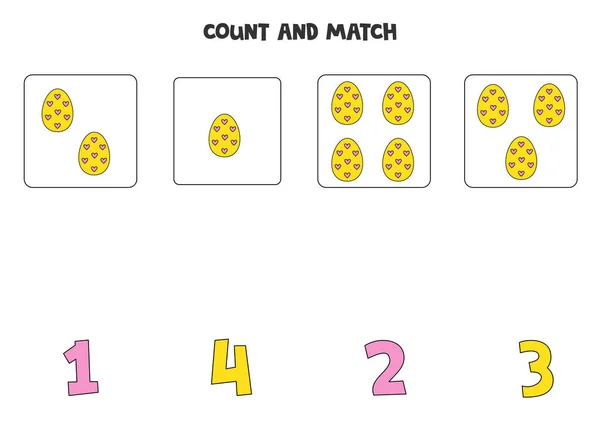 Compter Tous Les Œufs Pâques Les Assortir Nombre Correct — Image vectorielle