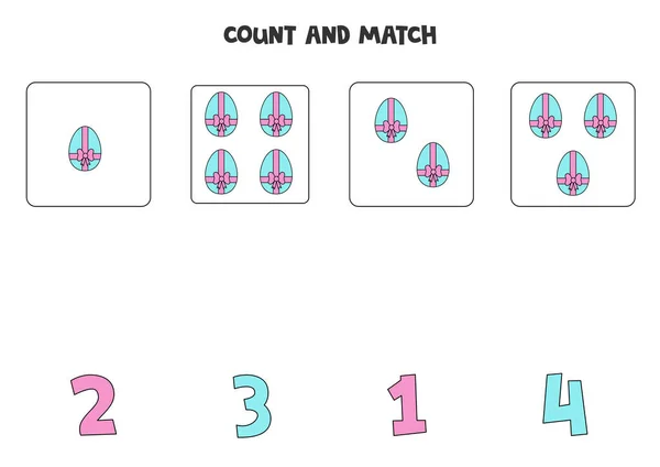 Alle Ostereier Zählen Und Mit Der Richtigen Zahl Übereinstimmen — Stockvektor