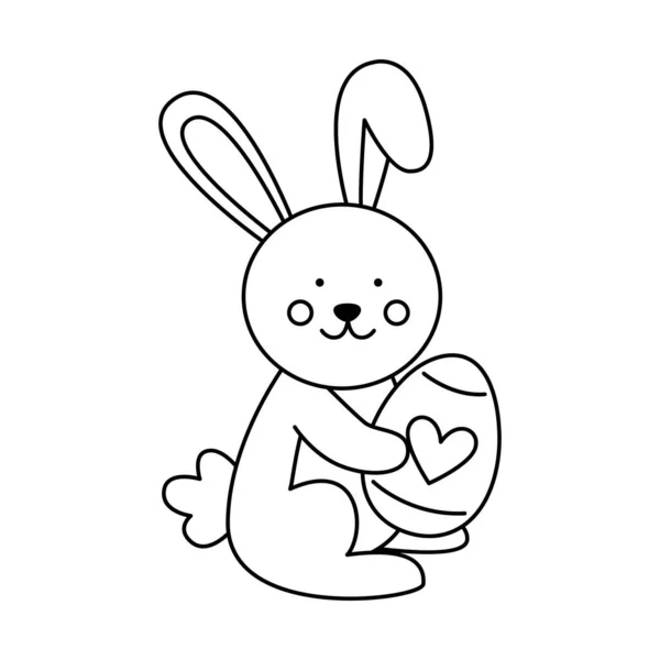 Image vectorielle de lapin de Pâques noir et blanc mignon. — Image vectorielle