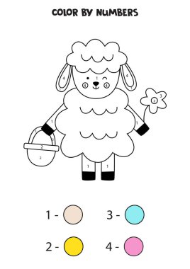 Güzel Paskalya koyunlarının renkleri. Çocuklar için çalışma tablosu.