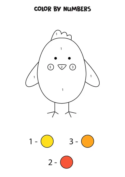 Couleur poulet de Pâques mignon par numéros. Feuille de travail pour enfants. — Image vectorielle