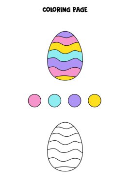 Renkli şirin Paskalya yumurtası. Çocuklar için çalışma tablosu.