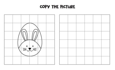 Siyah beyaz Paskalya yumurtası resmini kopyala. Çocuklar için mantıklı bir oyun.