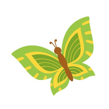 Sevimli vektör çizim kelebek izole üzerinde beyaz arka plan.