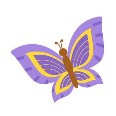 Sevimli vektör çizim kelebek izole üzerinde beyaz arka plan.