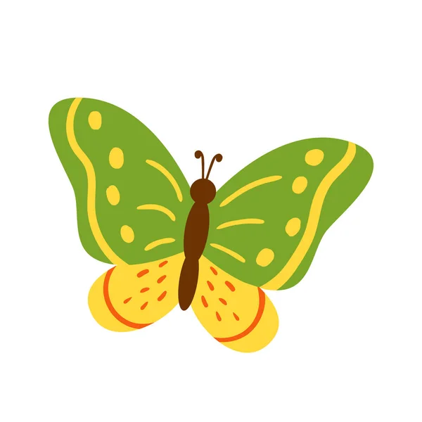 Vektorová ilustrace roztomilého motýla izolované na bílém pozadí. — Stockový vektor