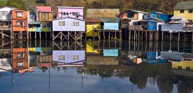 palafitos evler, patagonia, chiloe, Şili