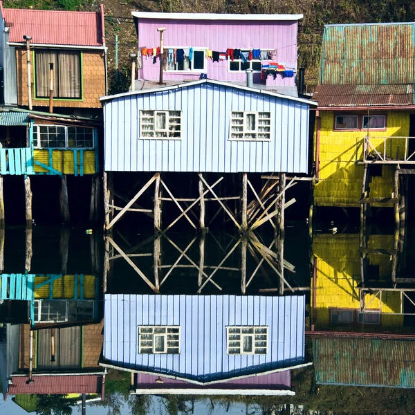 Casas Palafitos, Patagônia, Chiloe, Chile — Fotografia de Stock