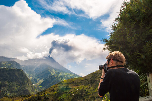 Eruption of a volcano Tungurahua in Ecuador