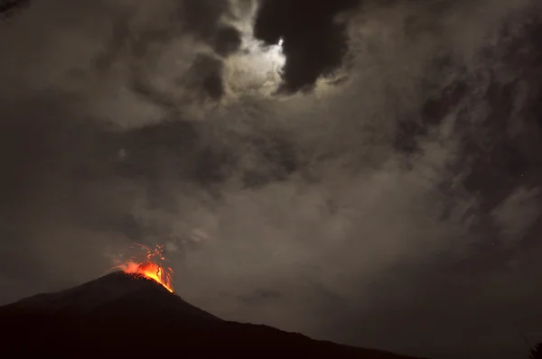 Erupción nocturna. Volcán Tungurahua, Ecuador —  Fotos de Stock